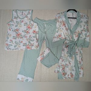 Flora Nikrooz Floral & Polka Dot 3-Piece Pajama Set - XS